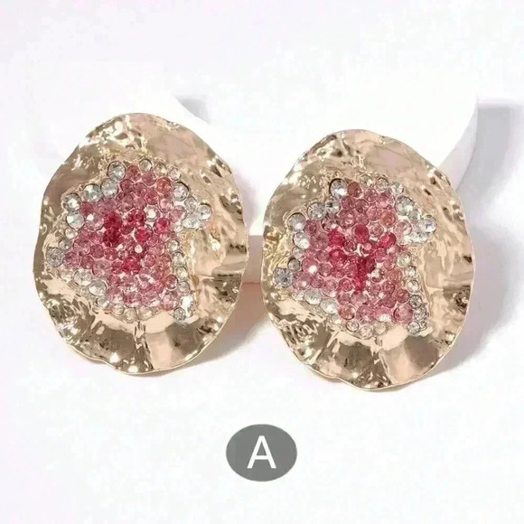 Multicolor Women's Random Color Rhinestone Decor Textured Stud Earring - Picture 5 of 7